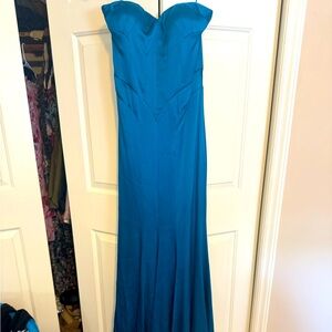 NICOLE MILLER COLLECTION Aqua Blue Silk Gown